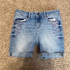 SO Denim Shorts with Floral Embroidery